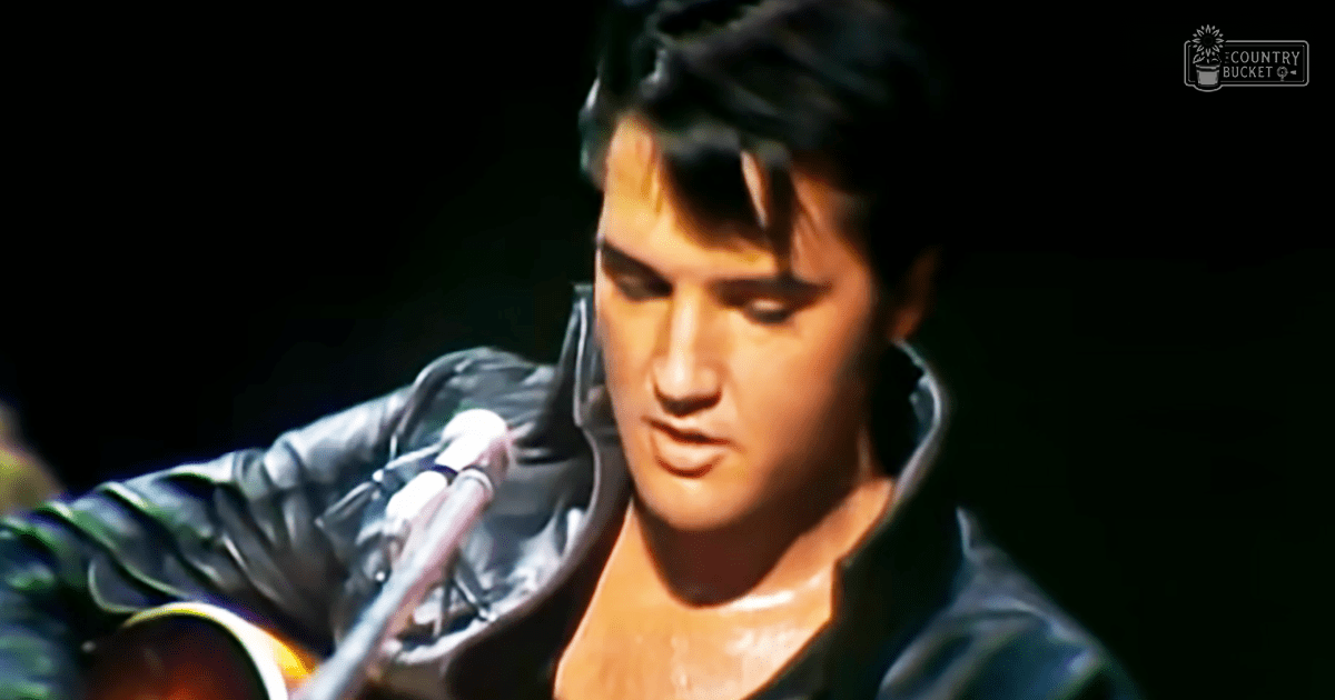 A man wearing a dark greenish-black, fitted, collared leather jacket stands on stage with dim lighting focused on him.