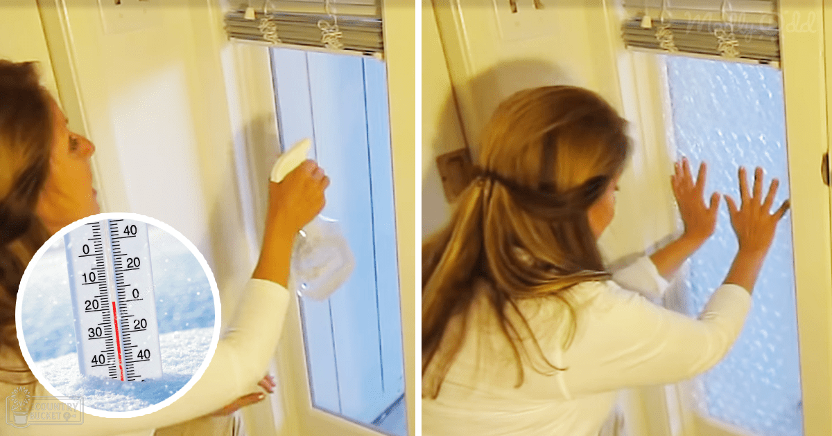 A woman with long hair tied back, wearing a white long-sleeved shirt indoors in winter preparation. Another adult female with long down-hanging hair is also present, dressed similarly.
