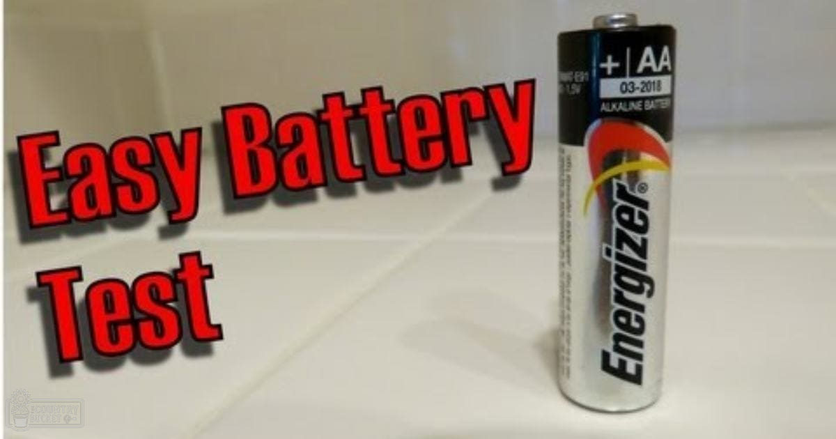 A single Energizer AA alkaline battery is prominently displayed against a plain white background with bold red text reading 'Easy Battery Test'.