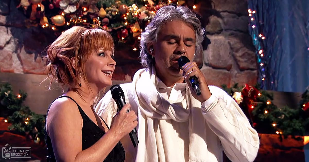 Duet performance during Christmas time in a studio setting with festive decorations.