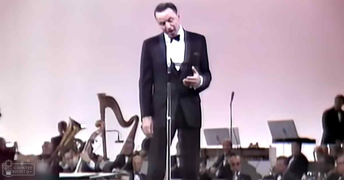 An adult male singer performing in front of an orchestra at a concert hall with formal attire and stage lighting, surrounded by musical instruments and sheet music stands.