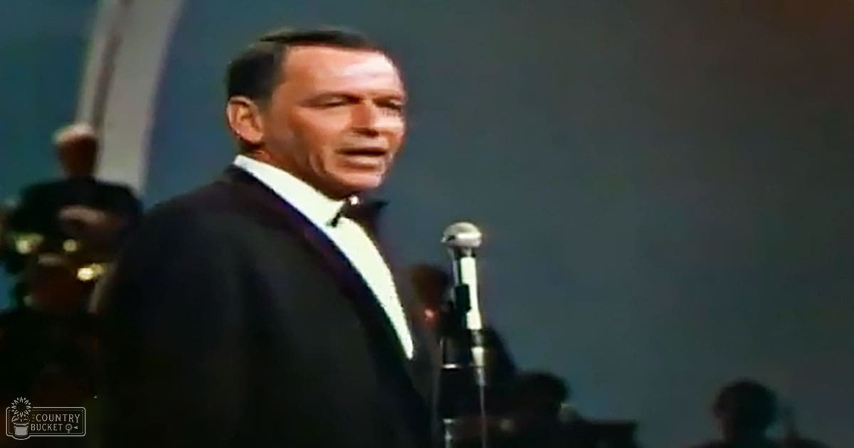 Adult male performer in a dark suit with white shirt and bow tie, possibly mid-20th century fashion, on stage or in studio setting with musical instruments and blurred figures in the background.