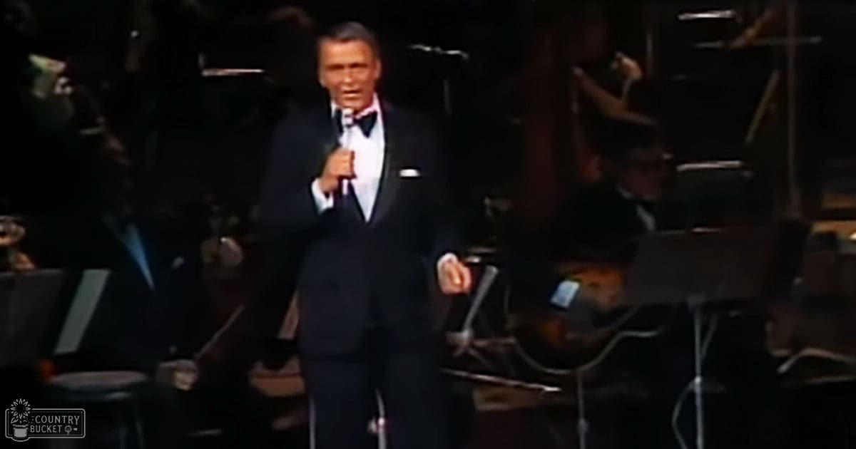 An adult male performer wearing a black tuxedo, white dress shirt, and black bow tie stands on stage with sheet music stands and stringed instruments in the background. The setting suggests an indoor concert hall or theater with controlled lighting focused on the performer.