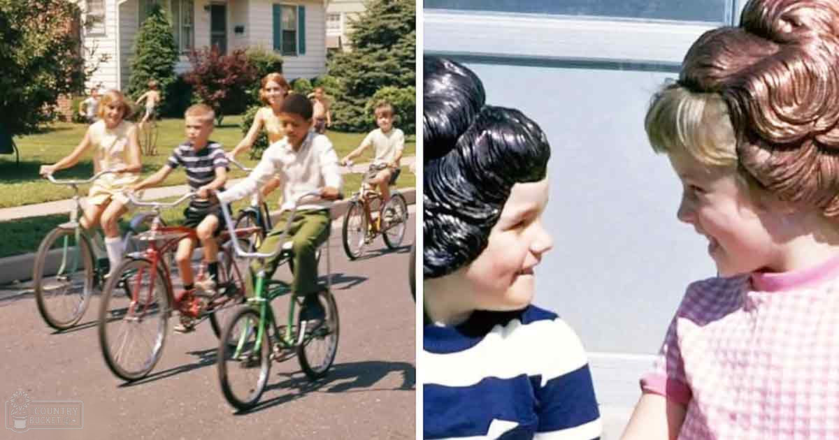 A group of children riding bicycles in a suburban neighborhood, likely during summer.