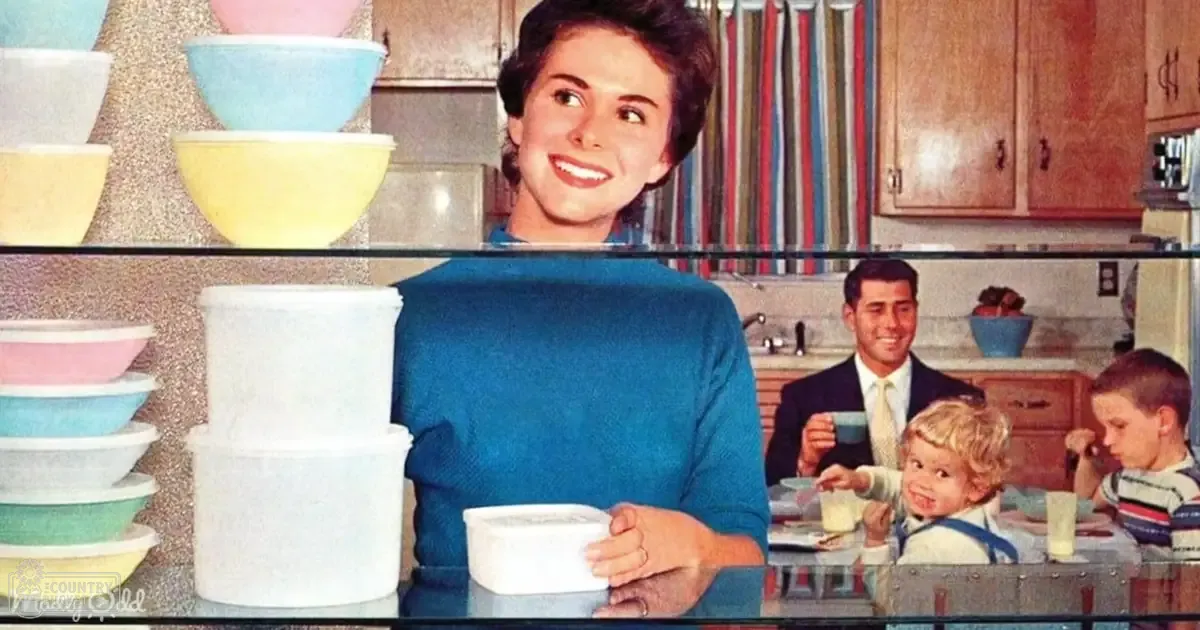 An adult female wearing a teal blue dress with long sleeves, seated indoors in a well-lit kitchen setting alongside an adult male and two children, surrounded by kitchen items and utensils. The scene conveys a domestic atmosphere with various colorful objects and appliances.