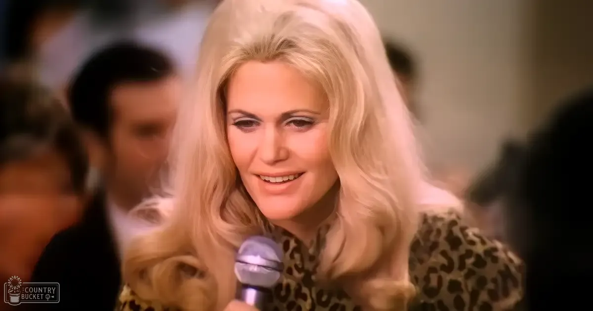 Middle-aged female wearing a leopard print top at an indoor event holding a microphone.