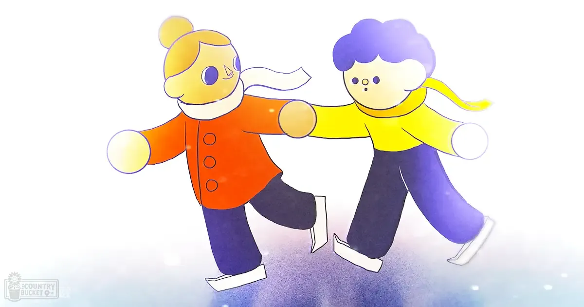 Two children play together on a snowy day; one wears an orange jacket with white scarf and white shoes, another in a yellow top.