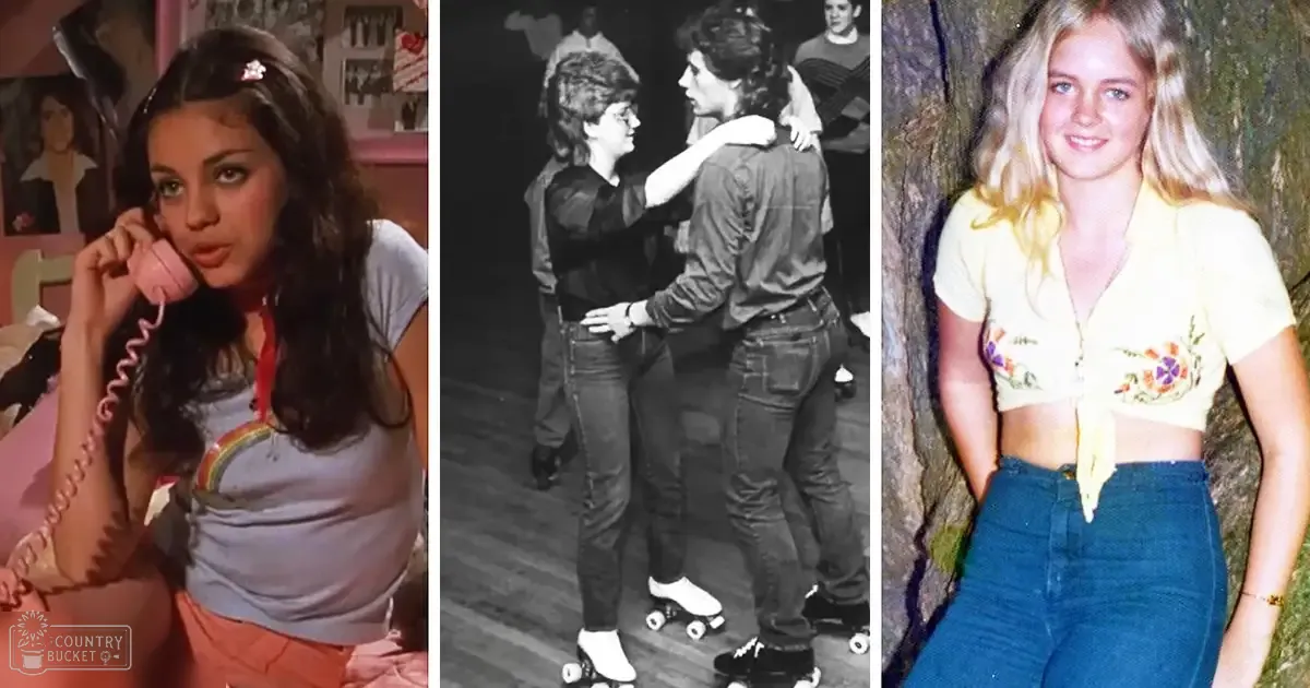 Young adult female holding a pink telephone receiver, wearing gray t-shirt with rainbow design and orange pants, engaged in various indoor and outdoor activities with friends.