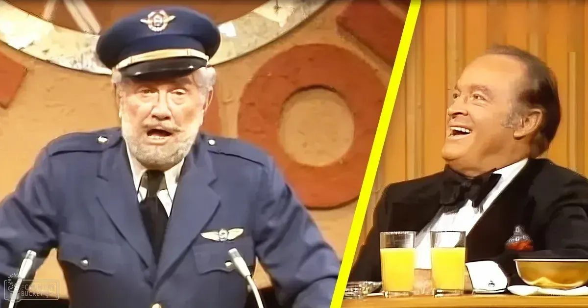 Two characters in different settings, one dressed as an airline pilot with a blue flight uniform and epaulets, seated against circular wall art. The other wears a formal black tuxedo with accessories, sitting at a table with glasses of orange juice.