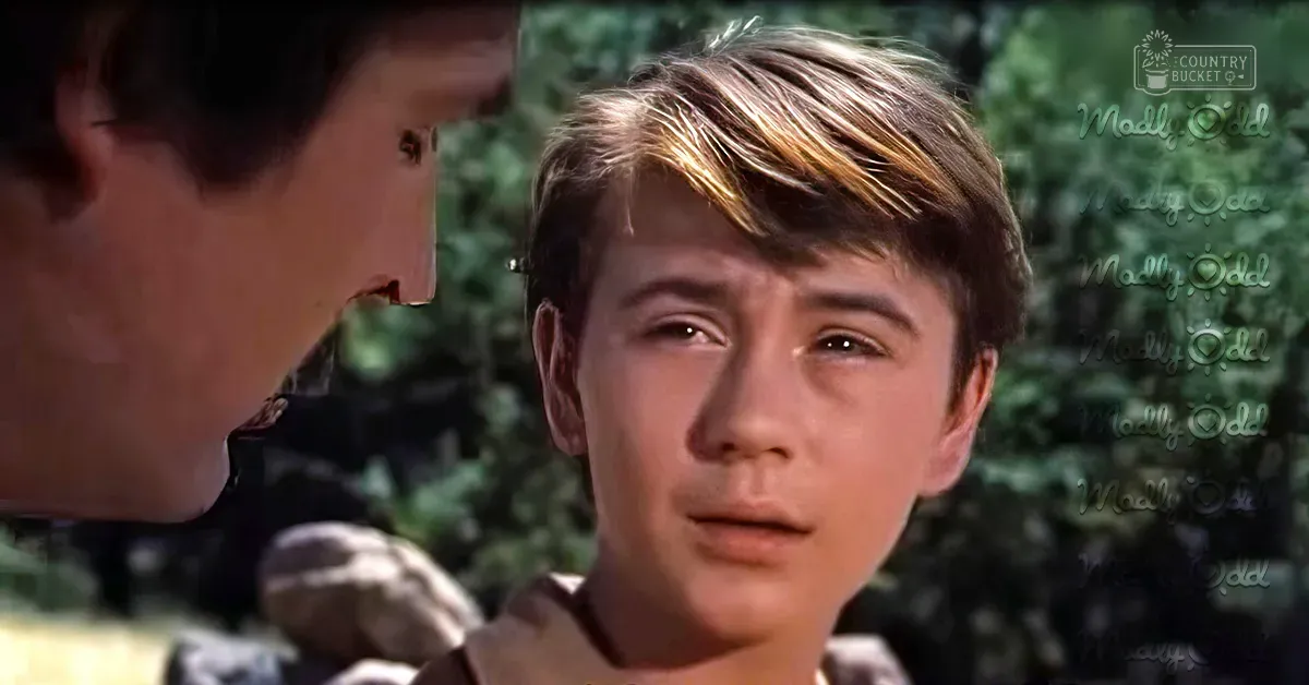 A young adult male and a child in a forested outdoor setting with natural sunlight filtering through trees, likely late morning or early afternoon.